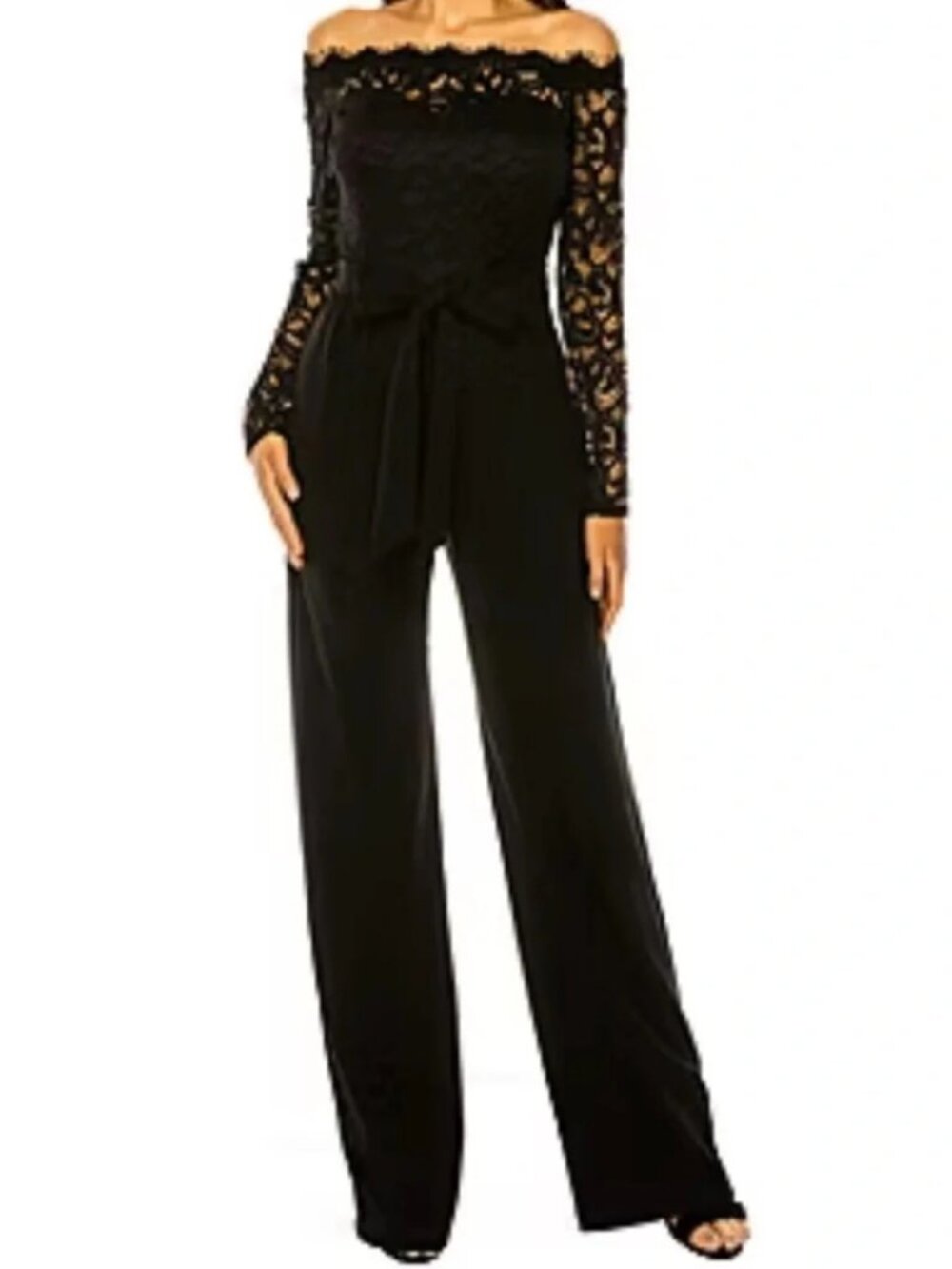 Premier Amour Off-Shoulder Lace Wide-Leg Jumpsuit Size 8